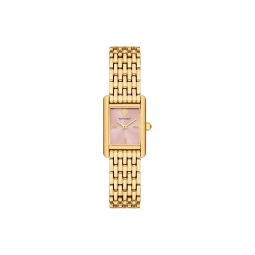 TORY BURCH Женские часы Кварцевый механизм Ремешок из нержавеющей стали 19*28 мм Розовый циферблат Часы