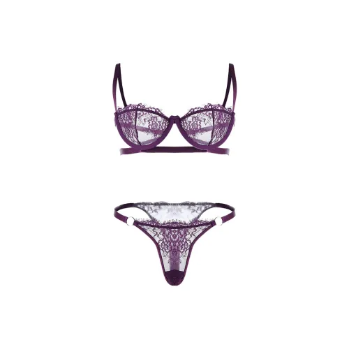 LOUGHNEA Темно-фиолетовый Трехкомпонентный Набор Одежды Топ+Штаны Женское Нижнее Белье Наборы