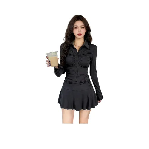 Cotton Gene Длинное платье с длинными рукавами женское