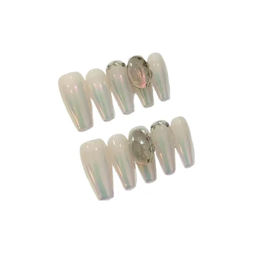 LIANJING [Liuguang] Ручная работа WEARING Ногти Аврора Цвет K9 Белый Мягкий Характер Аврора Пудра Ногти Наклейка 30MM