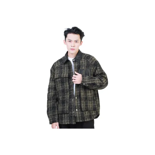 KACELSY Зеленый Клетчатый Мужской Пуховик