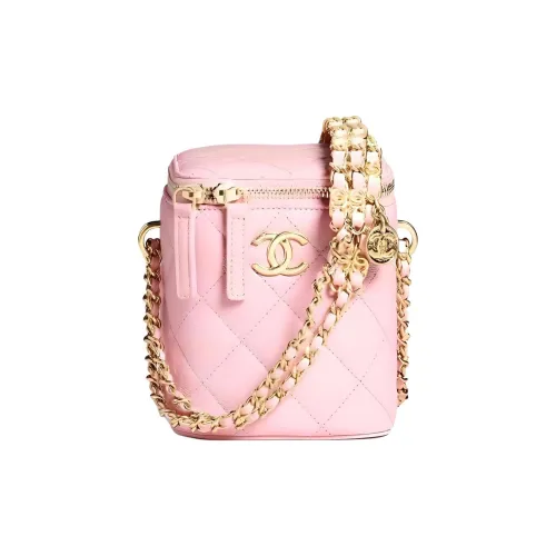 CHANEL 22K Осень и Зима С рельефом Тисненый Телячья кожа Одно плечо Через плечо Косметичка Маленькая Женские Розовый