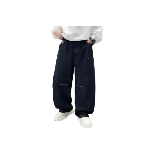 ЮЙЧЖАОЛИНЬ Темно-синий Синий Флис С подкладкой MF9218 Школьный возраст Джинсы