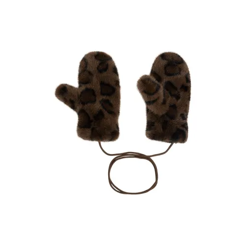 SHINE Искусственный мех из норки Вязаные перчатки Женские