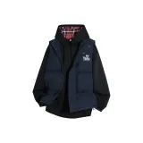 Темно-синий синий жилет + черный флисовый свитшот