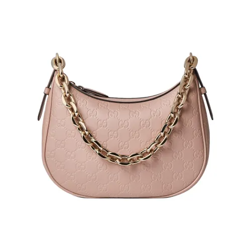 GUCCI GG Emblem Кожа Одно плечо Сумка Средний Женский Розовый Бежевый