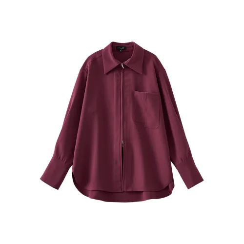 OUNIXUE Бургунди Женские Рубашки
