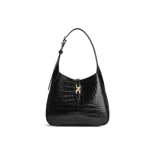 CHARLES KEITH ПУ (полиуретан) Хобо Сумка Одно Плечо Сумка Маленькая Женская BLACK CROCO Черная