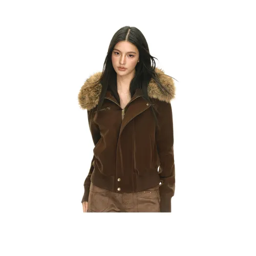 Ariseism Кофейный Коричневый Женский Короткий Пальто