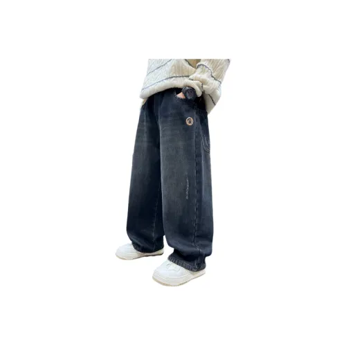 XIAOHONGYU Синий Серый Флисовые Подкладочные Джинсы для Подростков