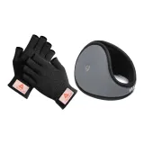 Черная перчатка + серые меховые наушники с капюшоном