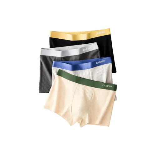 Lanza [4 пачки] Черный Золото + Светло-Серый + Темно-Серый + Бежевый Абрикос Мужские боксер-шорты