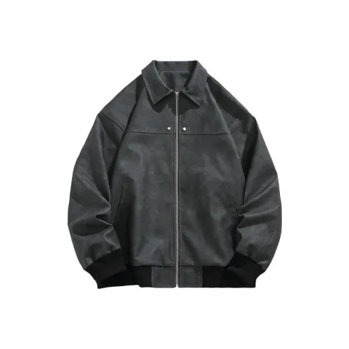 ZHYJ Кожа Куртка Унисекс Стиль Майярд Премиум Замша Пара Куртка