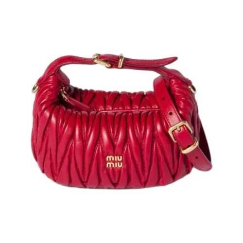 MIU MIU Matelassé Lambskin Одно Плечо Сумка Стандартная Женская Красная