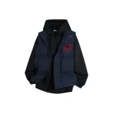 Темно-синий синий жилет + черный флисовый свитшот с принтом паука