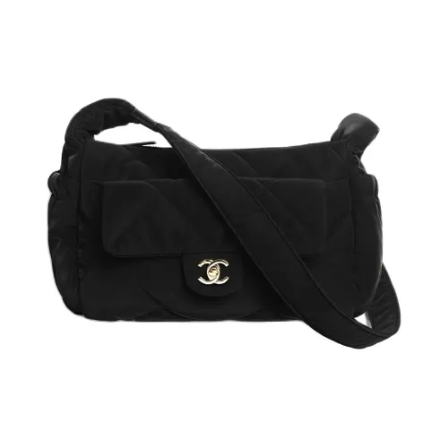 CHANEL NEIGE Ski Series Велюр Effect Нейлон Сумка через плечо Большой Женские Черный