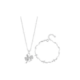 Счастливый четырехлистный клевер Комплект [Ожерелье + Браслет]