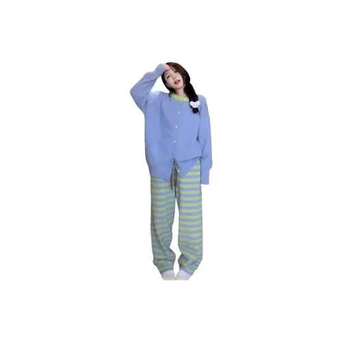 Dippanis Color Block Stripes Women's Pajama Sets Dippanis Цветовой блок Полосы Женские Пижамные комплекты