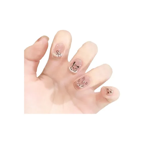 T Z Щенок Милый Граффити False Nail Короткий Телесный Однотонный Flashing