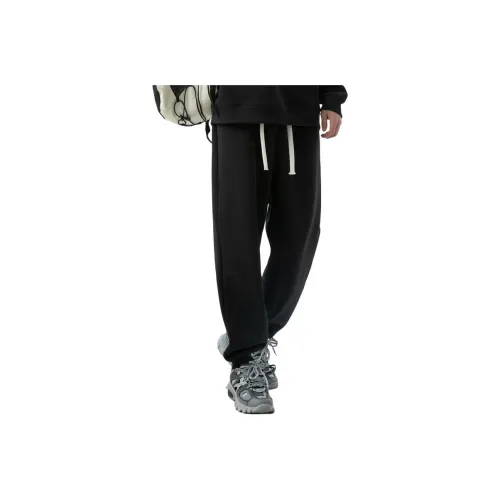 AWAO Черные флисовые утолщенные и унисекс повседневные штаны