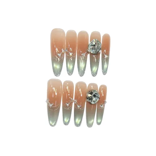 XIAMEIYU Зеленый Дикая природа Гуайява Ручной Премиум Ледяная прозрачность Румяна Кошка's Eye Французский Manicure 35mm