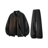 Чёрный топ + чёрные штаны с флисовой подкладкой