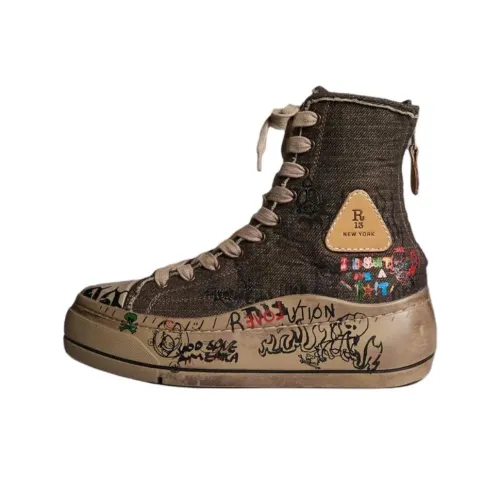 R13 Потертый Высокий Kurt 14 см Martin Boot 6,5 см Женский Темно-коричневый