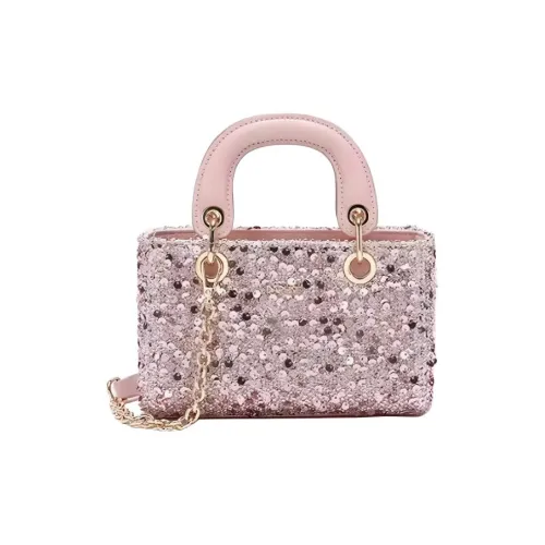 DAPHNE ПУ (полиуретан) Сумка Lady Dior Сумка Средняя Женская Искрящаяся Розовая
