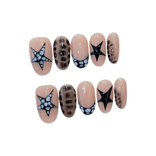 T Z Звезда Viper Элегантность Звезда Принт False Nail Миндаль Темный шоколад Коричневый Однотонный Французский