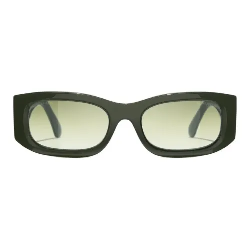 Chanel Ацетат Прямоугольные Солнцезащитные очки Унисекс Зеленый Синий