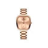 Розовое золото, корпус, золотой циферблат, стальной браслет, стиль