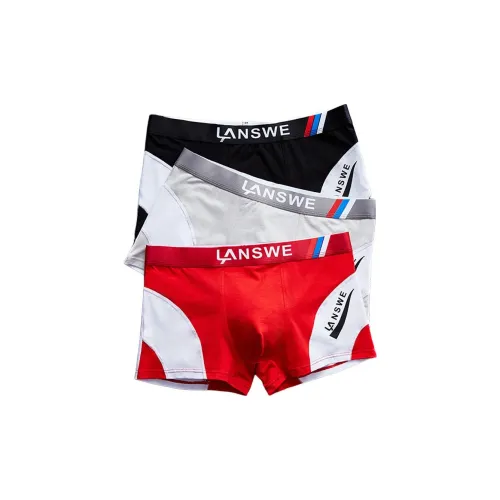 Lanza [3 упаковки] Красный + Черный + Светло-серый Мужские боксер-шорты