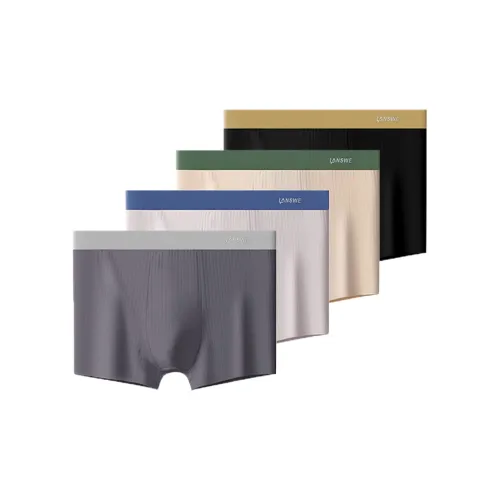 Lanza [4 пачки] Черный Золото + Светло-Серый + Темно-Серый + Бежевый Абрикос Мужские боксер-шорты