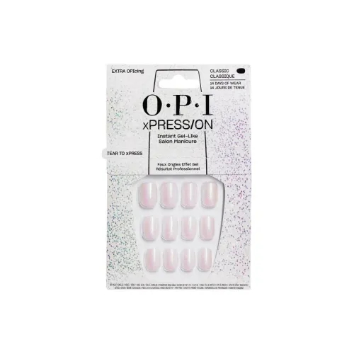 OPI Extra OPIcing False Nail Короткий Круглый Белый Однотонный Мелкие блестки