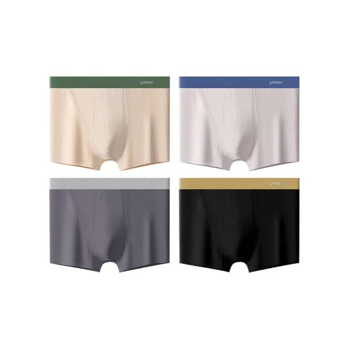 Lanza [4 пачки] Черный Золото + Светло-Серый + Темно-Серый + Бежевый Абрикос Мужские боксер-шорты