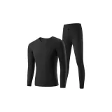Длинный рукав топ + штаны комплект одежды (Ночной черный) - термический флис / AAA антибактериальный / бесшовный крой