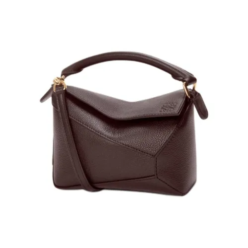 LOEWE Пазл Телячья кожа Сумка Мини Женские Темный шоколад