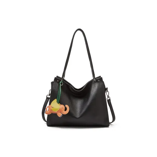 Old Man's Head Сумка через плечо из коровьей кожи Женская Черный Светло-серый Хаки