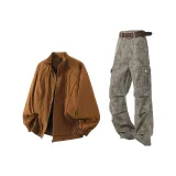 Комплект (Коричневый топ + хаки штаны)