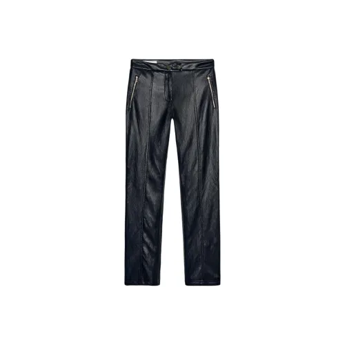 ZARA Черные Женские Кожаные Штаны