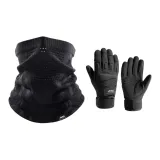 [Черный] Черный комплект с шеей + черные перчатки