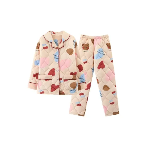 J TOO Бежевый Розовый Женский Пижамный Комплект