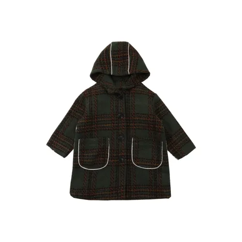 SHIBU Kitten Joy Plaid Coat Green Bracelet-Lanyard Pre-School Jackets