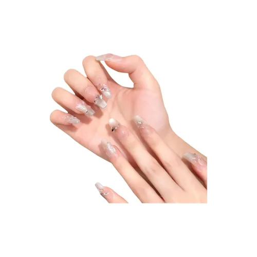 Suiyiie Ручной Кошачий глаз False Nail 'Зеркальце Луна Бабочка' Pure Элегантность Фея Nail Art Средний LADDER Телесный