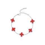 Браслет с четырехлистным клевером [Красный]