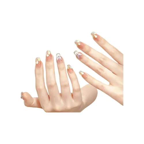 Yun Yue Joe Shang Chunshan Элегантность Кошачий глаз False Nail Короткий LADDER Телесный Градиентный Flashing