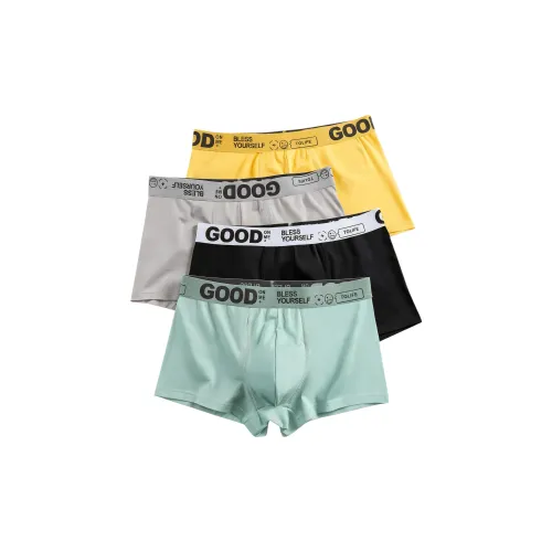 Lanza [4 пачки] Черный + Светло-серый + Зеленый + Имбирно-желтый Мужские боксеры