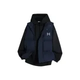 Темно-синий синий жилет + черный флисовый свитшот