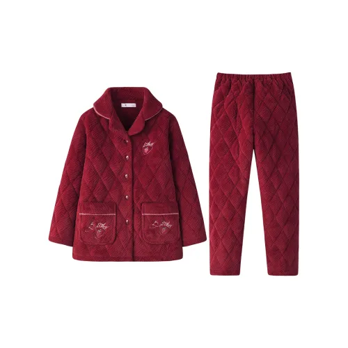 DUOQIAOMEI TG70160 [Темно-красный] Наборы одежды Женские Пижамные комплекты