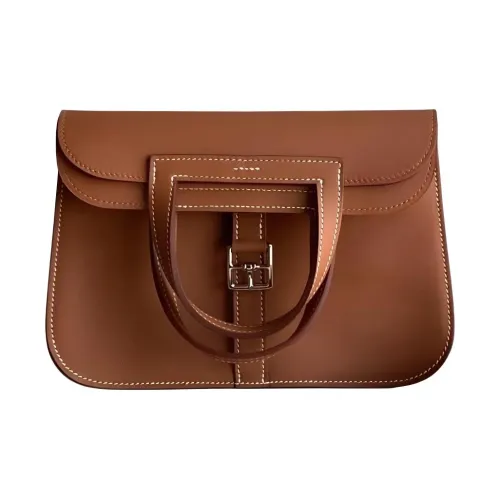 HERMES Halzan Swift Телячья кожа Сумка через плечо Мини Женская Коричневая